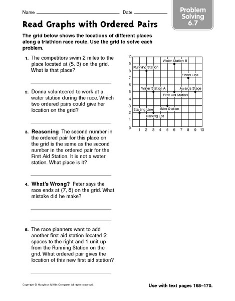 Ordered Pairs Worksheet 5th Grade Read Graphs with ordered Pairs Problem solving 6 7