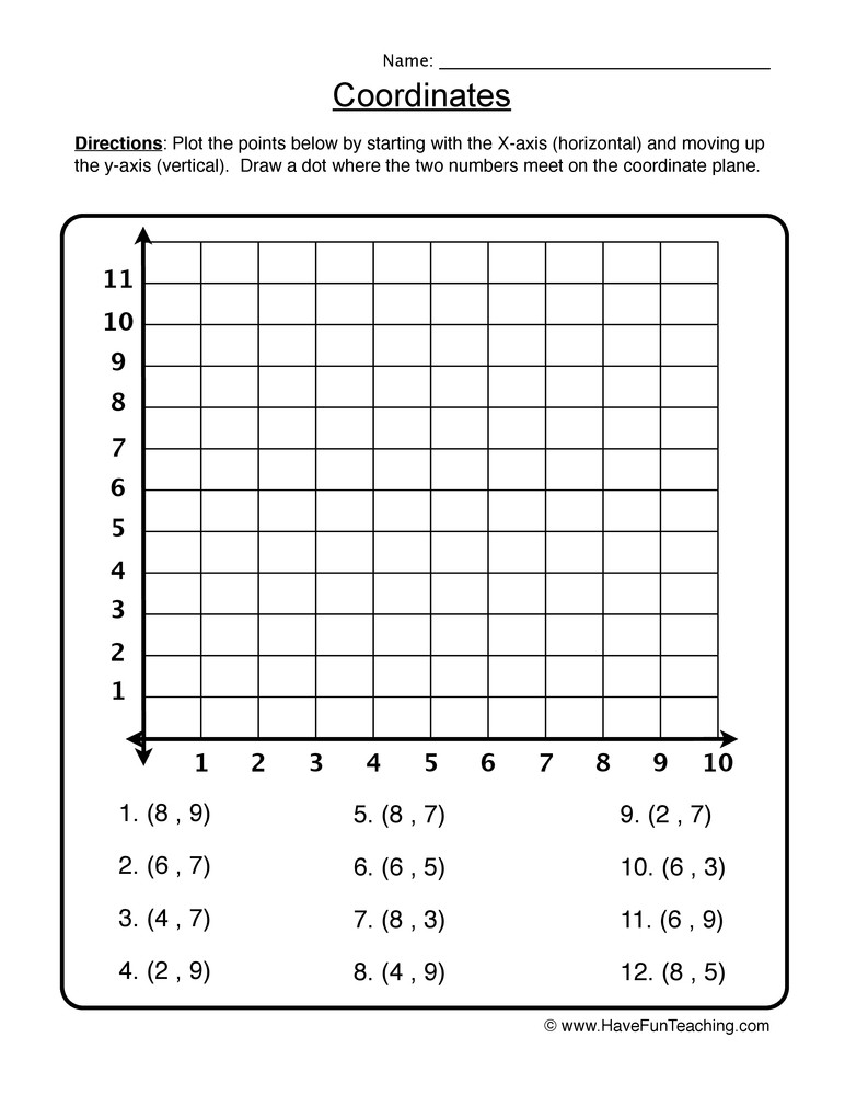 Ordered Pair Worksheet 2nd Grade