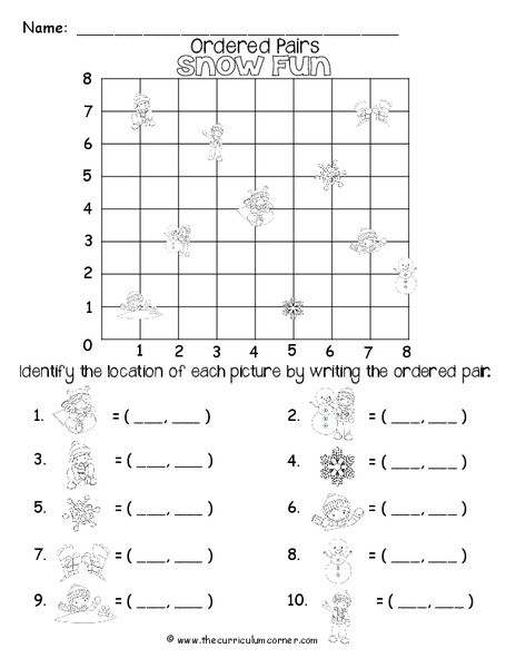Ordered Pairs Worksheet 5th Grade Winter Coordinate Grids Worksheet for 4th 5th Grade