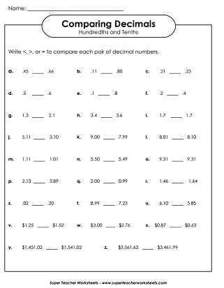 paring decimals worksheet