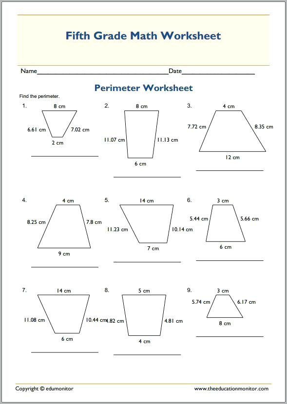 Perimeter Worksheet 3rd Grade Perimeter Worksheets for 3rd Grade Perimeter Free Math