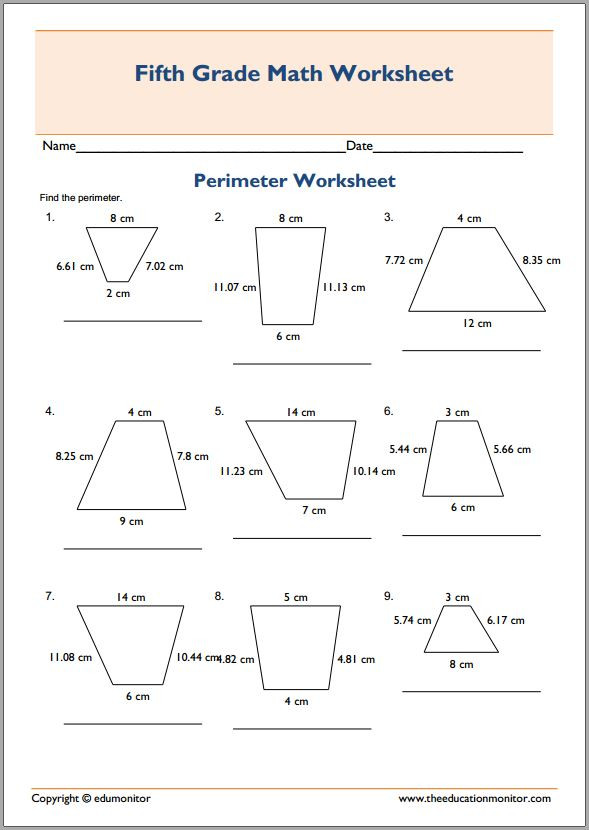 Perimeter Worksheet for 3rd Grade Free Trapezoid Perimeter Worksheets for Teachers Parents