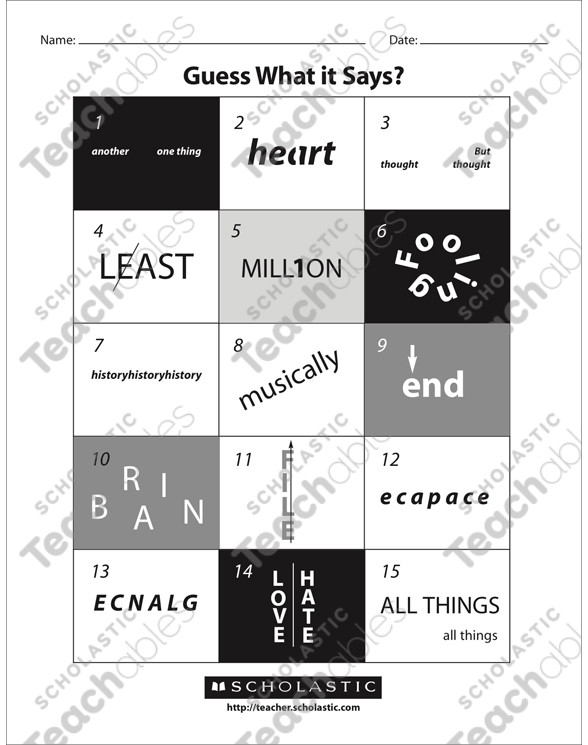 Pictogram Puzzles Printable Guess What It Says Rebuses