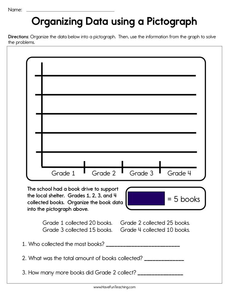 Pictograph for 2nd Grade organizing Data Using A Pictograph Worksheet