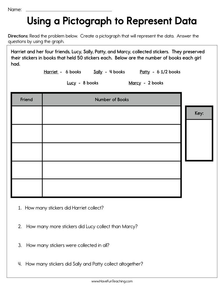 Pictograph Worksheets 2nd Grade Using A Pictograph to Represent Data Worksheet
