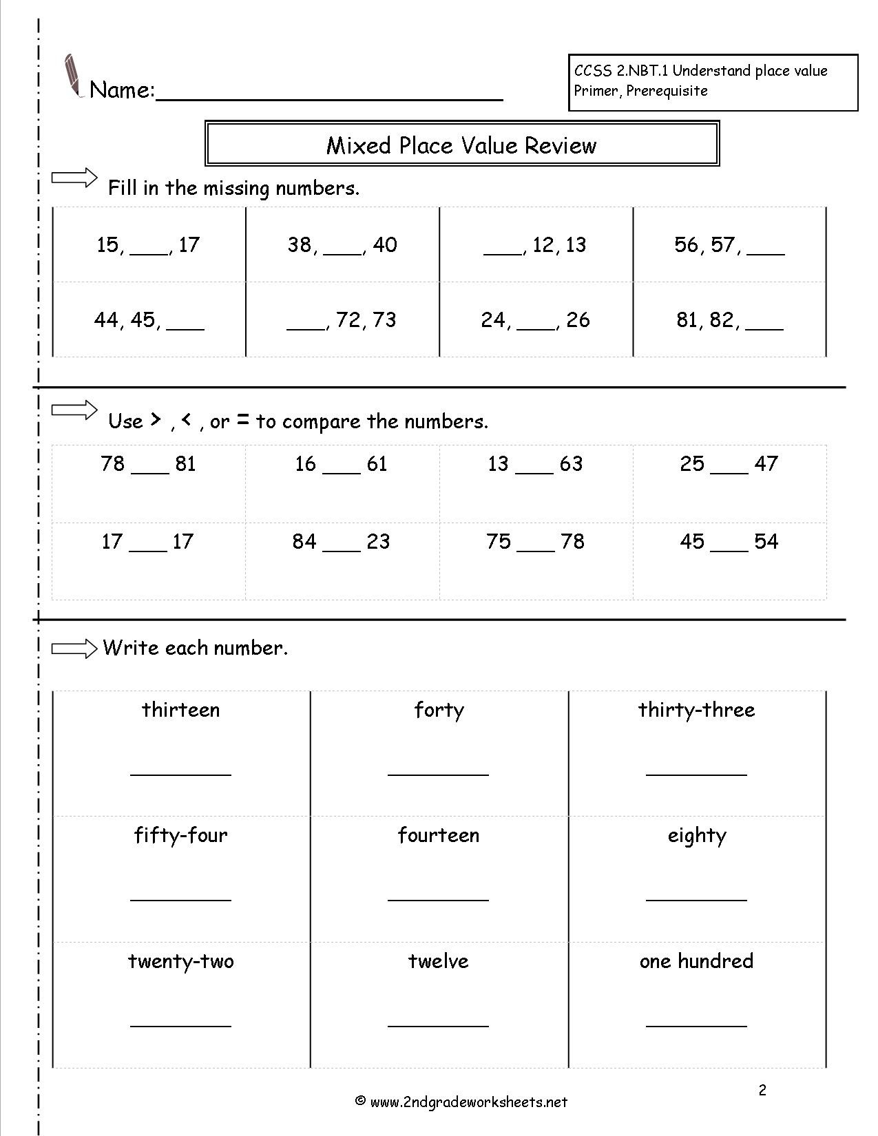 Place Value Worksheet 3rd Grade Second Grade Place Value Worksheets