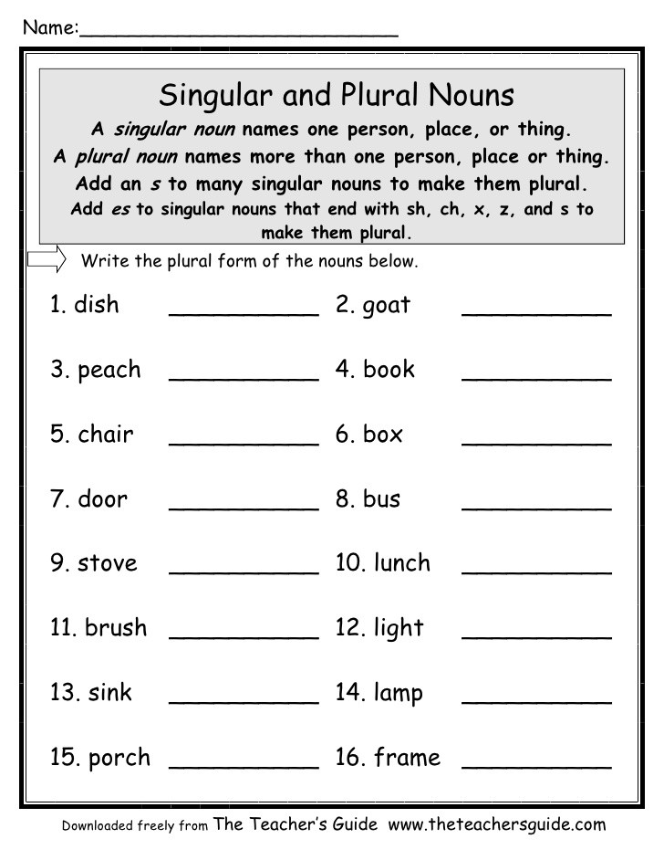 Plural Nouns Worksheet 5th Grade Plural Noun Worksheet
