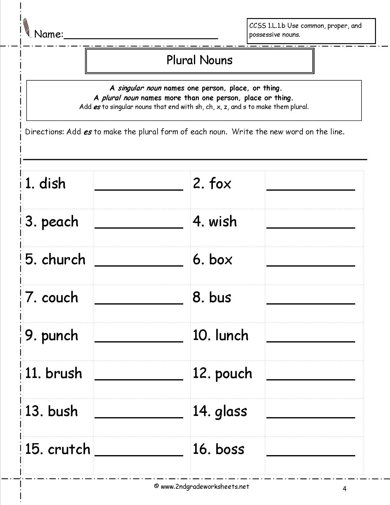 Plural Nouns Worksheet 5th Grade Singular and Plural Nouns Worksheet
