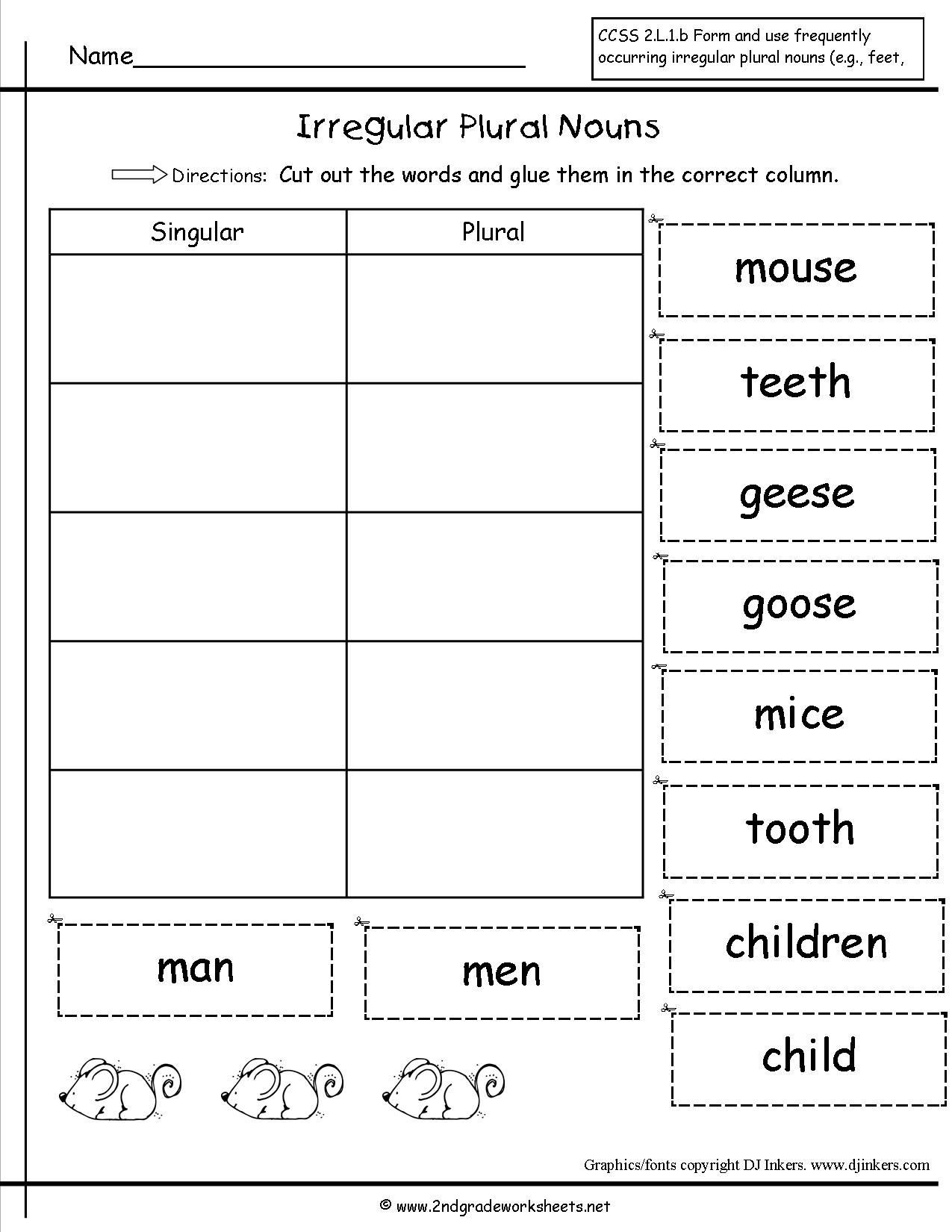 Plurals Worksheet 3rd Grade Irregular Plural Nouns Worksheet