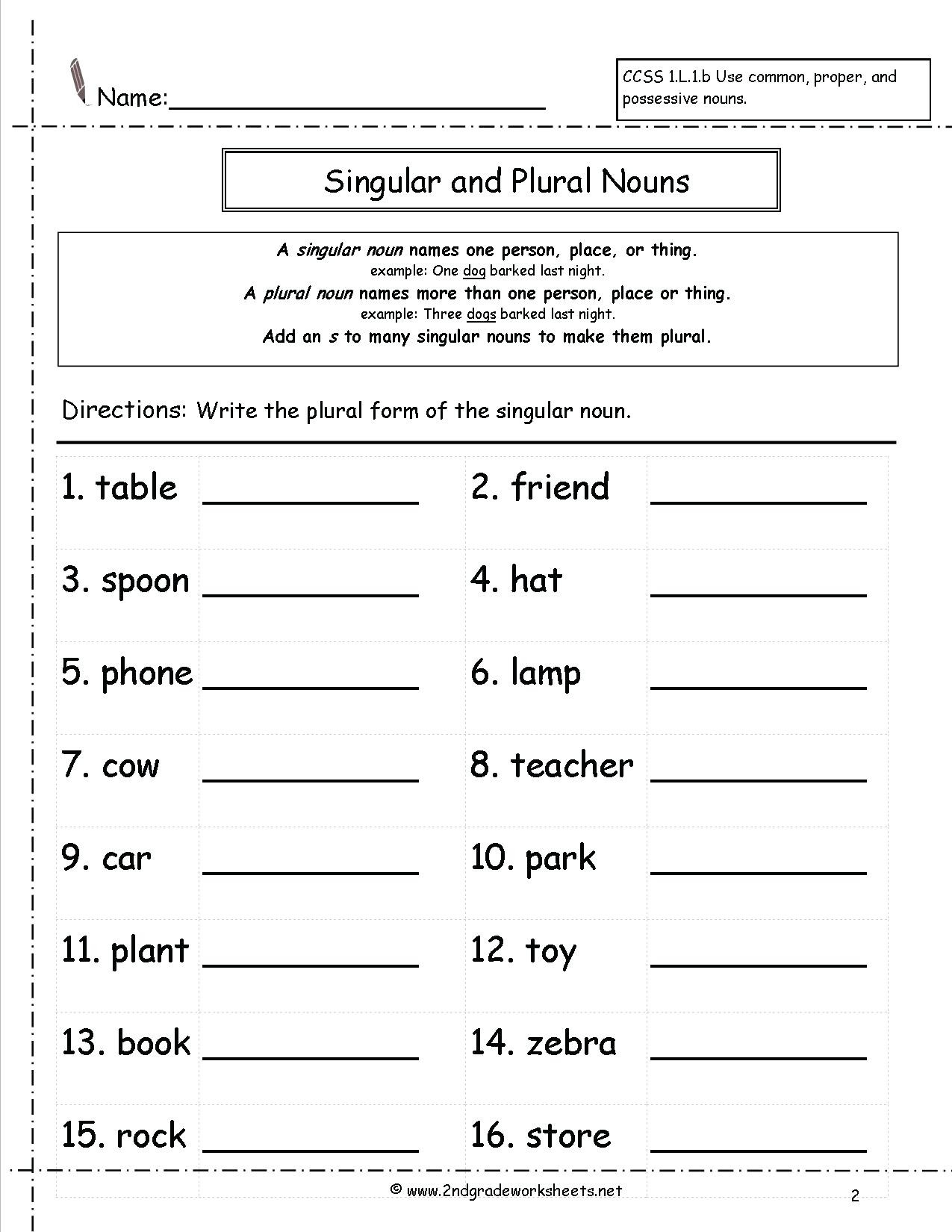 Plurals Worksheet 3rd Grade Noun Worksheets 3rd Grade Singular and Plural Nouns