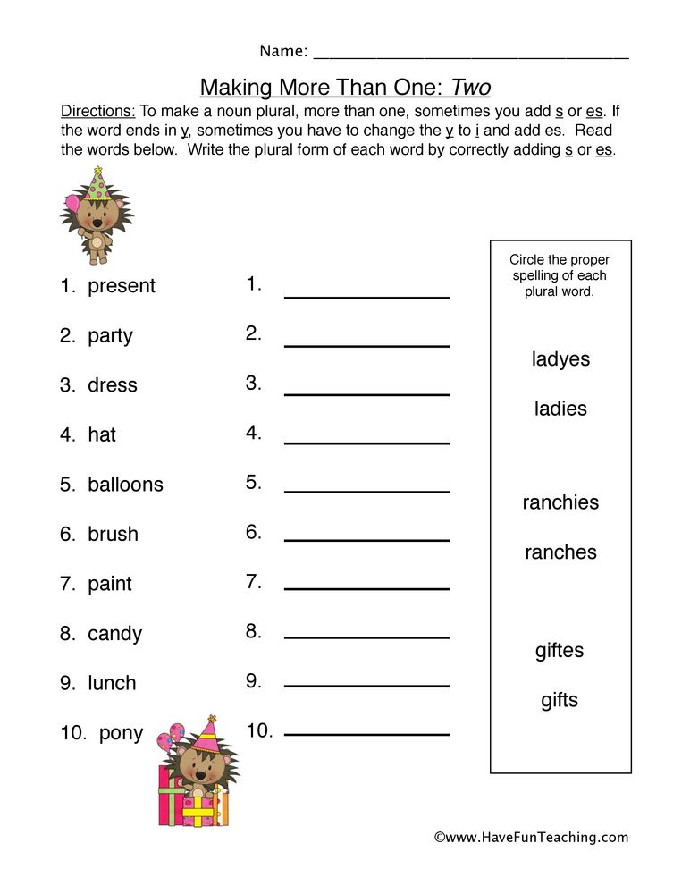 Plurals Worksheet 3rd Grade Plurals S Es Ies Worksheet