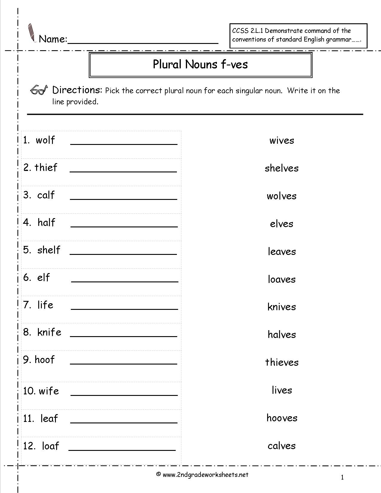 Plurals Worksheet 3rd Grade Singular and Plural Nouns Worksheets