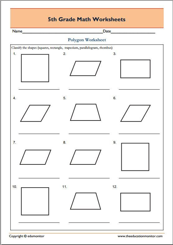 Polygon Worksheets 5th Grade 5th Grade Geometry Math Worksheets Polygons