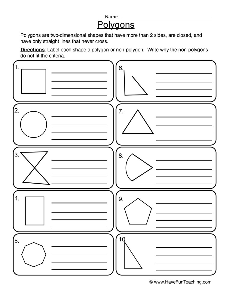 Polygons Worksheets 5th Grade Polygons Worksheet