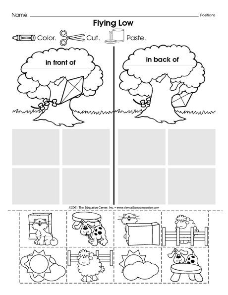 Positional Words Worksheet for Kindergarten Positional Words