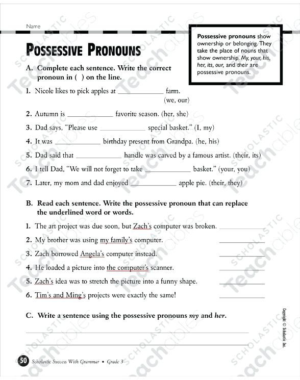 Possessive Pronoun Worksheet 3rd Grade Possessive Nouns Worksheets 3rd Grade – Momami