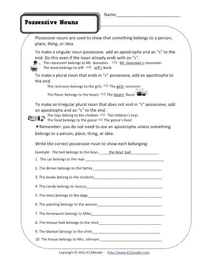 Possessive Pronoun Worksheets 5th Grade Possessive Nouns Worksheets Grade 4 – Keepyourheadup