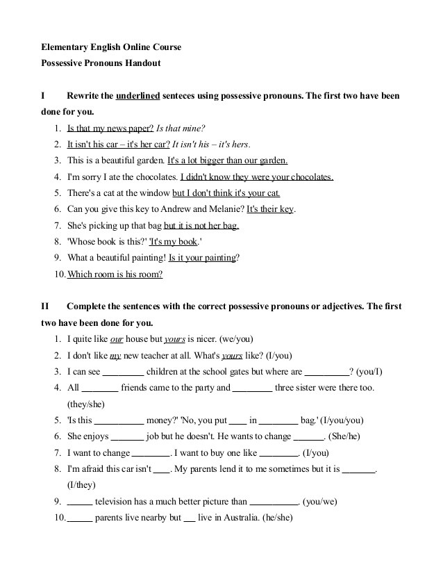 20 Possessive Pronouns Worksheet 5th Grade Desalas Template