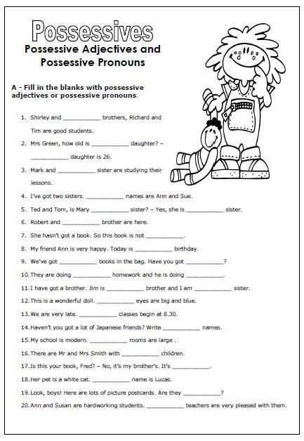 20 Possessive Pronouns Worksheet 5th Grade Desalas Template