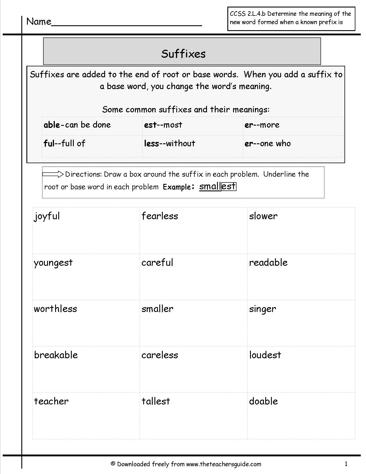 Prefix Suffix Worksheet 3rd Grade Free Prefixes and Suffixes Worksheets From the Teacher S Guide