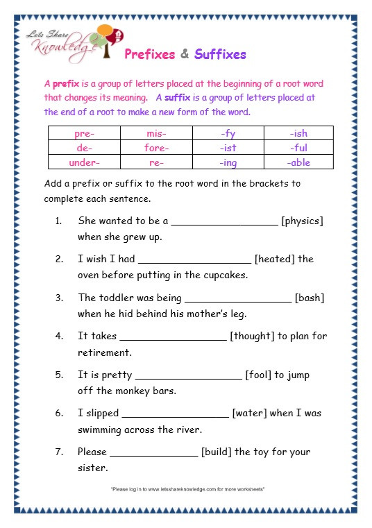 Prefix Suffix Worksheet 3rd Grade Grade 3 Grammar topic 21 Prefix and Suffix Worksheets