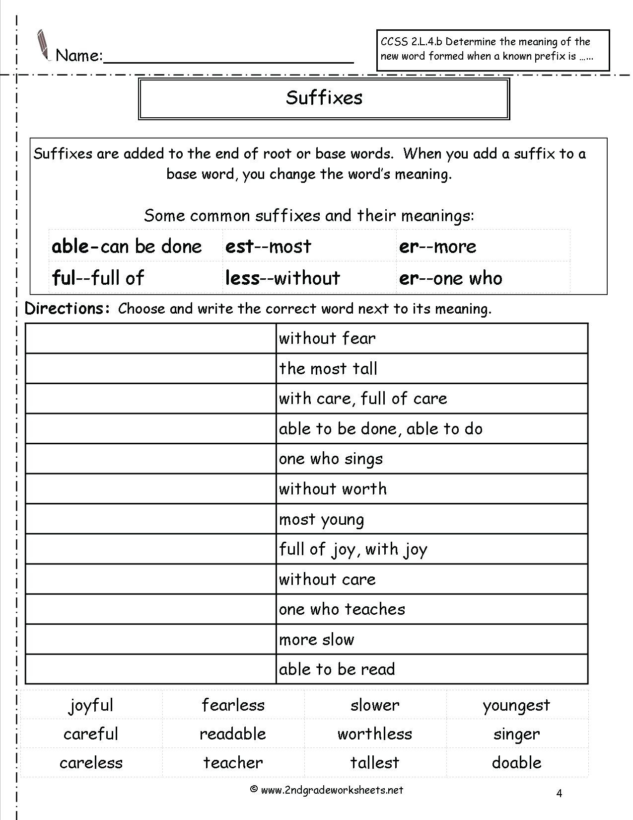 Prefix Suffix Worksheets 3rd Grade 3rd Grade Prefixes and Suffixes Worksheets Second Grade Nest