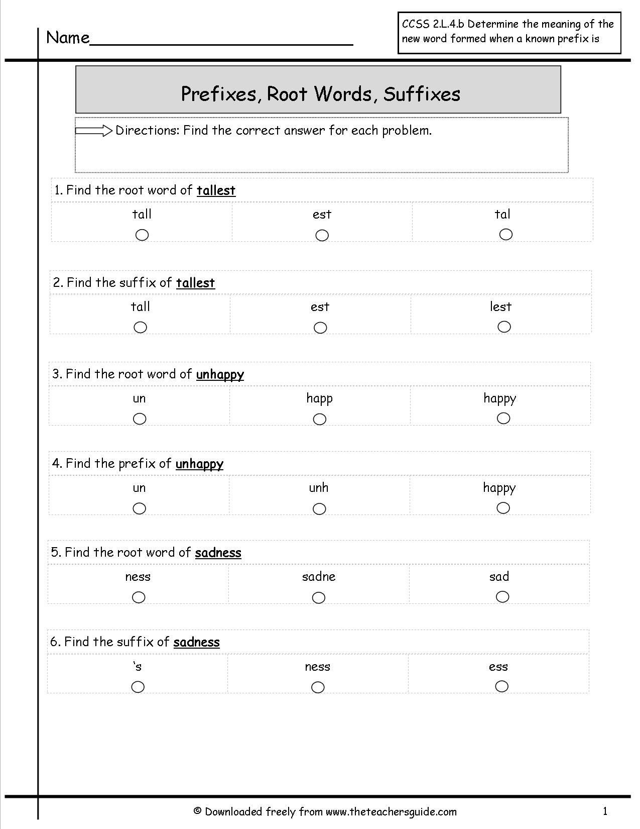 Prefix Suffix Worksheets 3rd Grade Prefixes Suffixes Worksheet