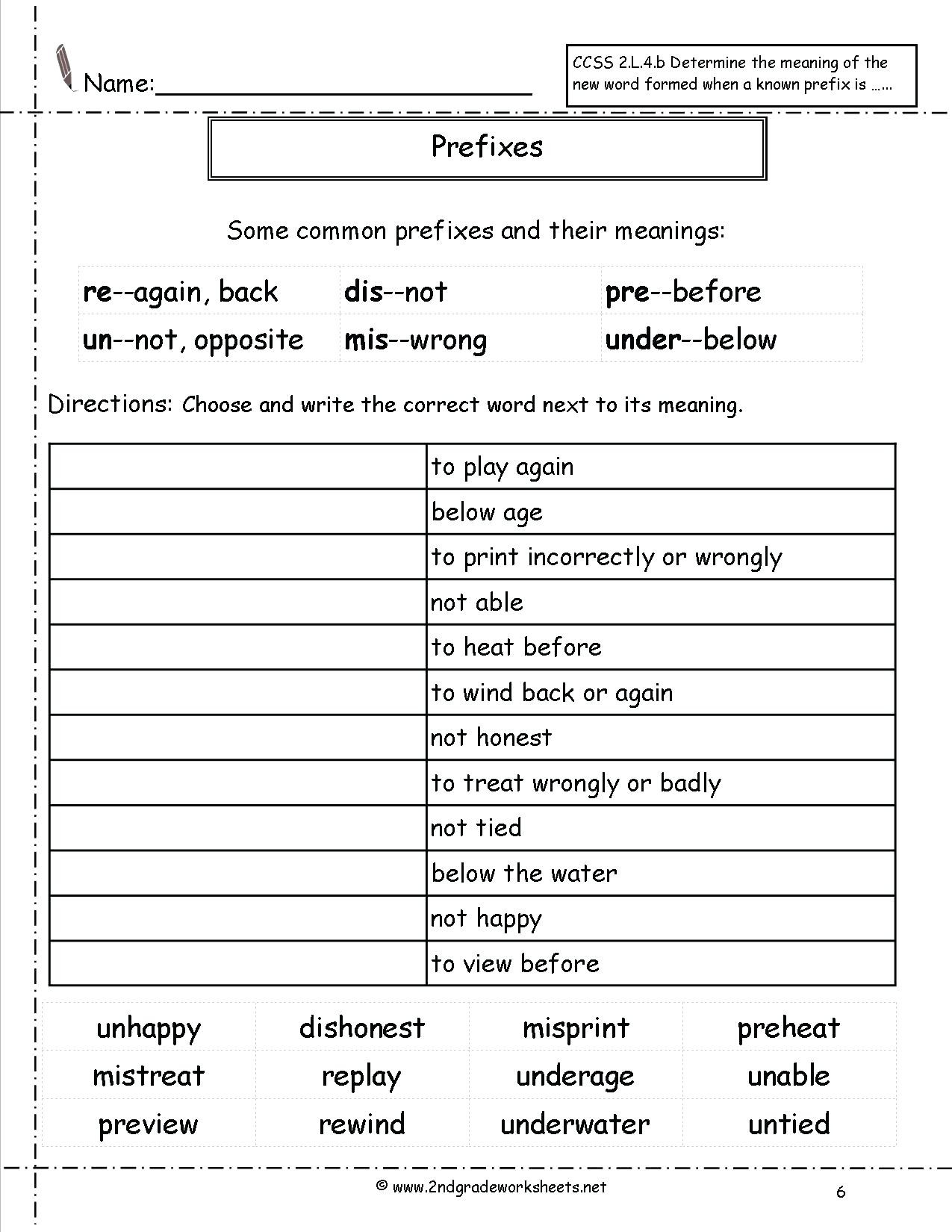 Prefixes Worksheet 3rd Grade 3rd Grade Prefixes and Suffixes Worksheets Root Words