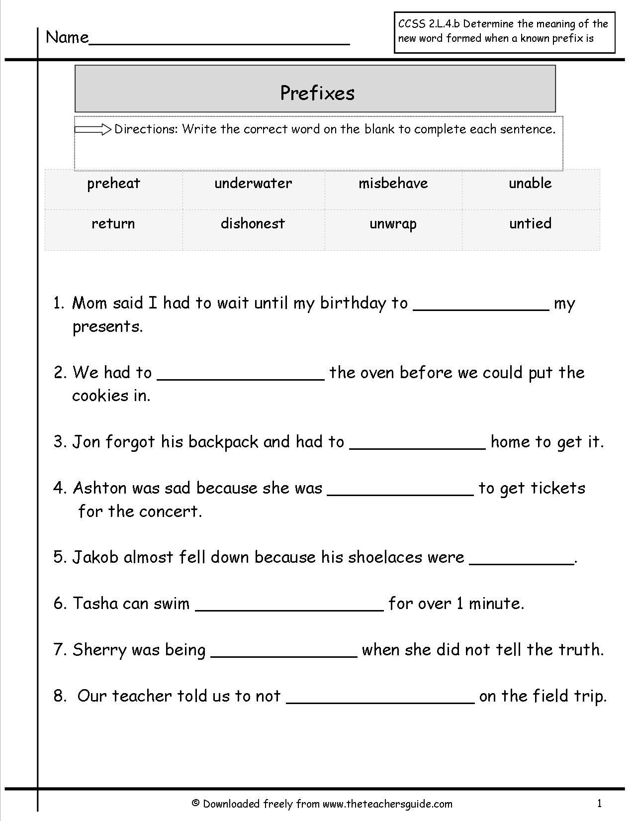 Prefixes Worksheet 3rd Grade Prefixes and Suffixes Worksheets Look at This One Next Week