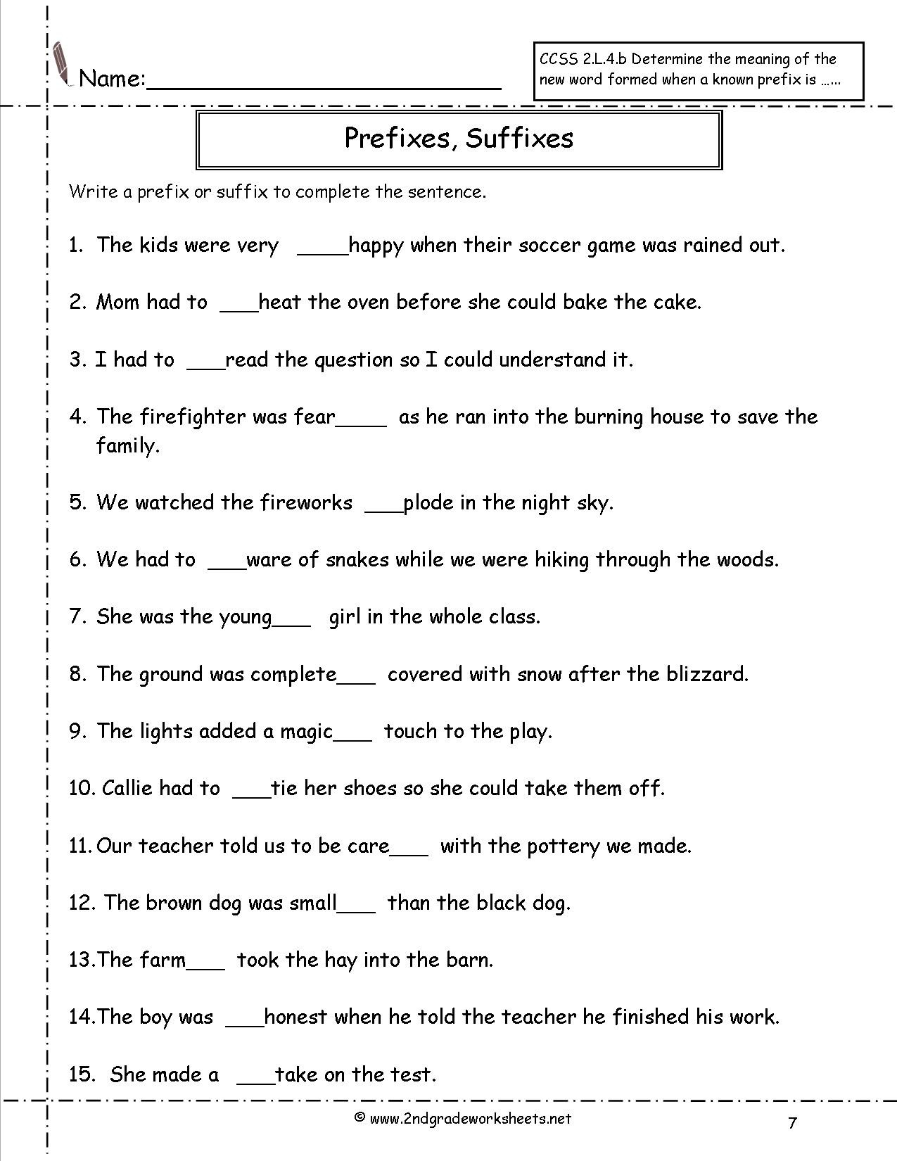 Prefixes Worksheet 3rd Grade Second Grade Prefixes Worksheets