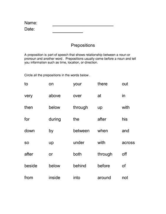 Prepositional Phrase Worksheet 4th Grade Preposition Worksheets