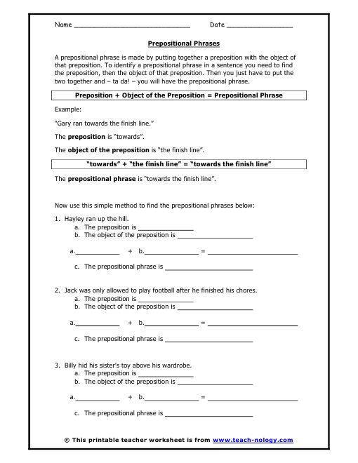 Prepositional Phrases Worksheet 6th Grade Free Grammar Worksheets 6th Grade Pinterest Saferbrowser