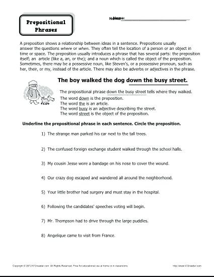 Prepositional Phrases Worksheet 6th Grade Preposition Worksheets Grade 4 – Keepyourheadup
