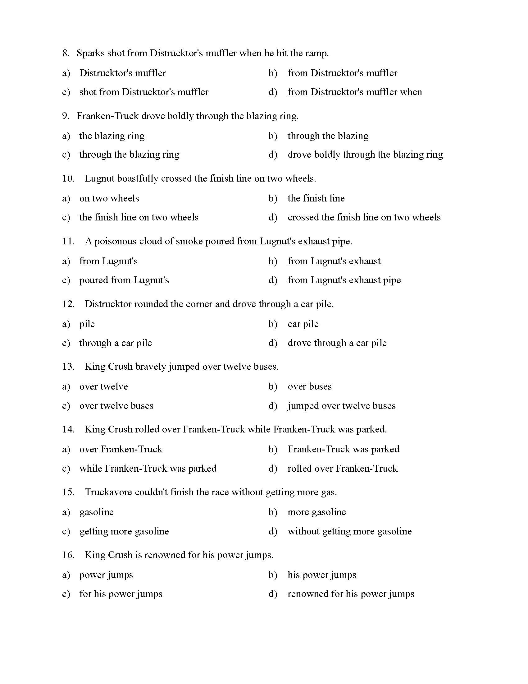 Prepositional Phrases Worksheet 6th Grade Prepositional Phrases Worksheet 1 Reading Level 2