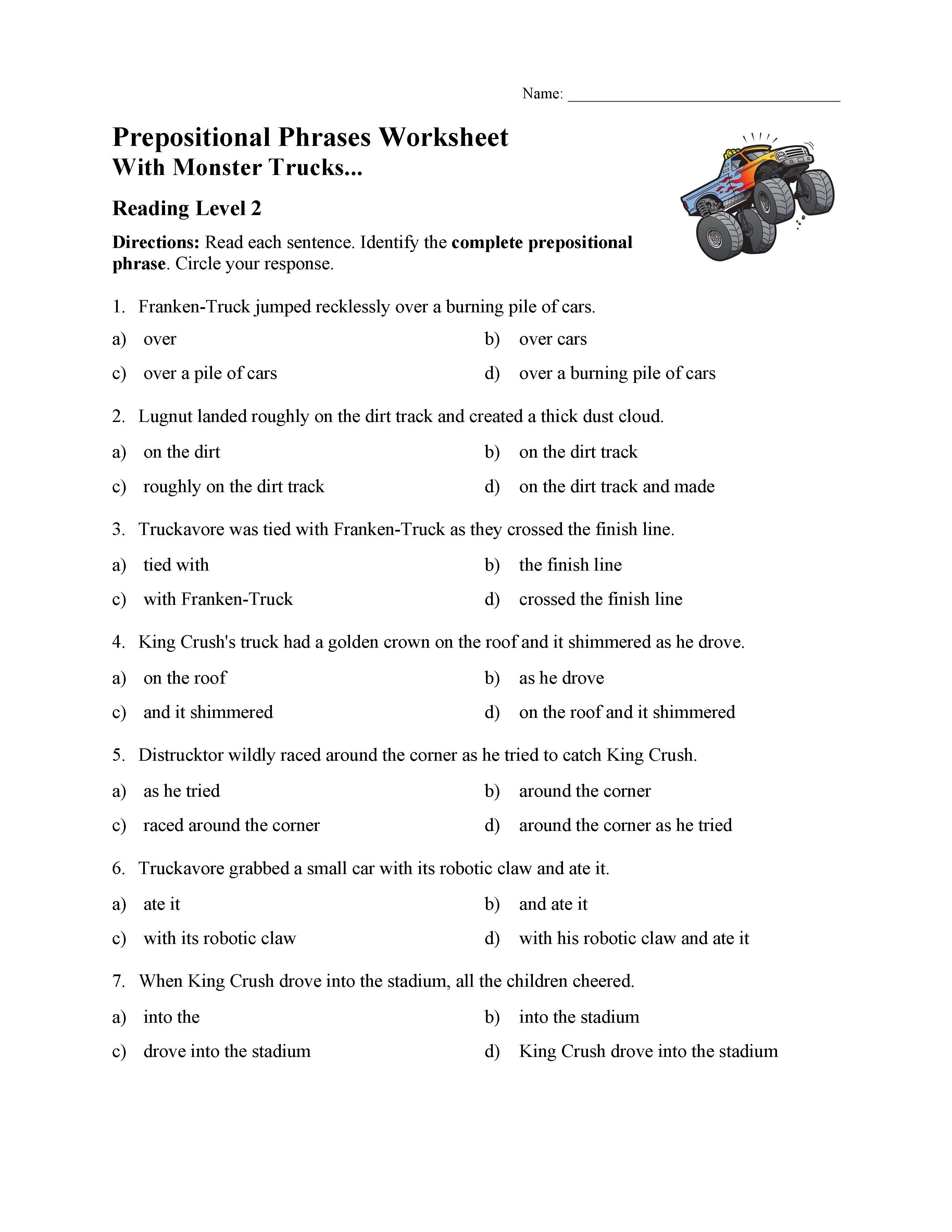 20 Prepositional Phrases Worksheet 6th Grade Desalas Template