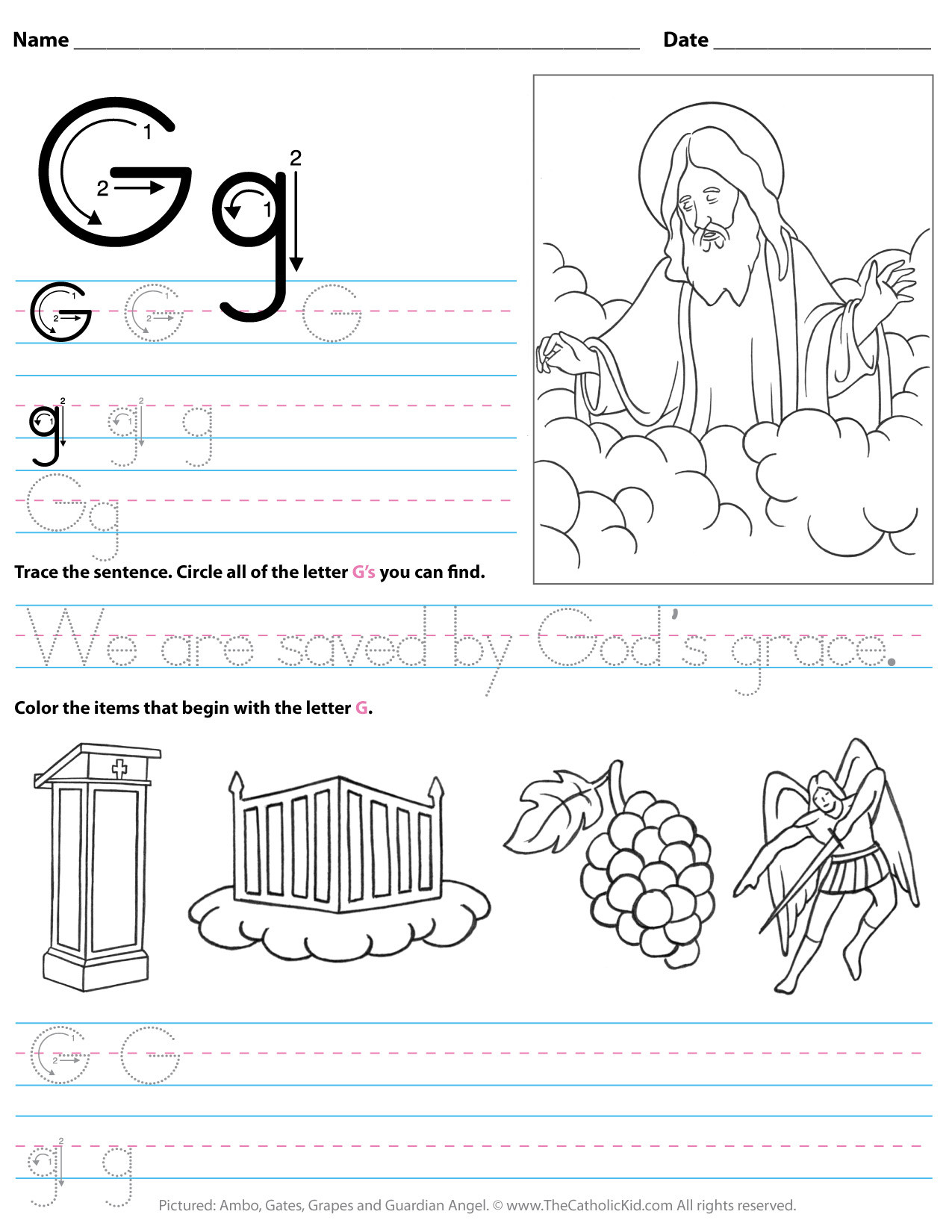 Preschool Letter G Worksheets Catholic Alphabet Letter G Worksheet Preschool Kindergarten