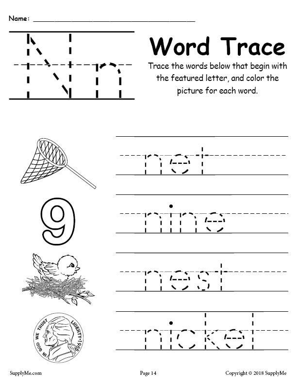 Preschool Letter N Worksheets Letter N Words Alphabet Tracing Worksheet