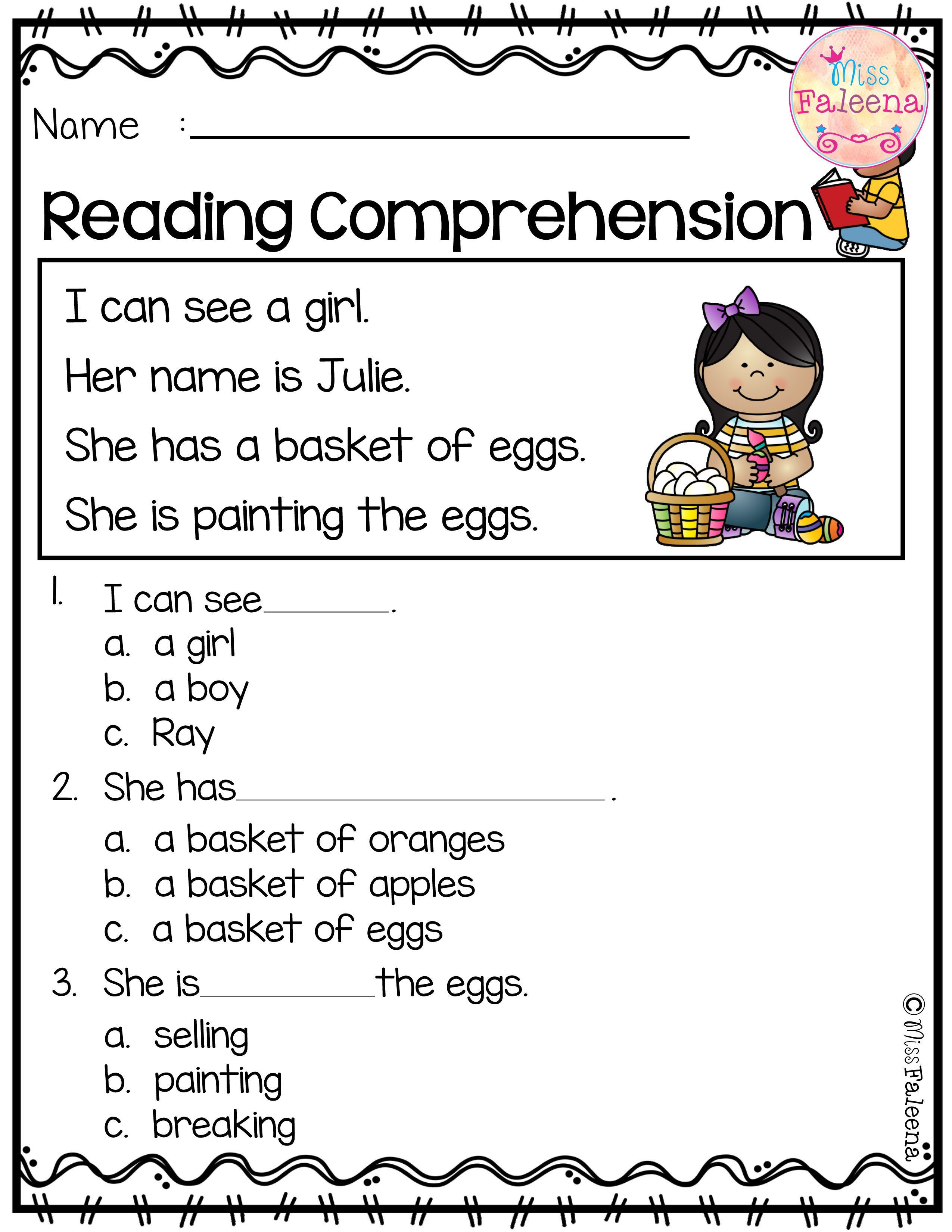Preschool Reading Comprehension Worksheets April Reading Prehension