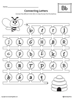 Preschool Worksheets Letter B Finding and Connecting Letters Letter B Worksheet