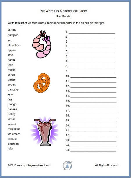 Printable Abc order Worksheets Put Words In Alphabetical order Worksheets