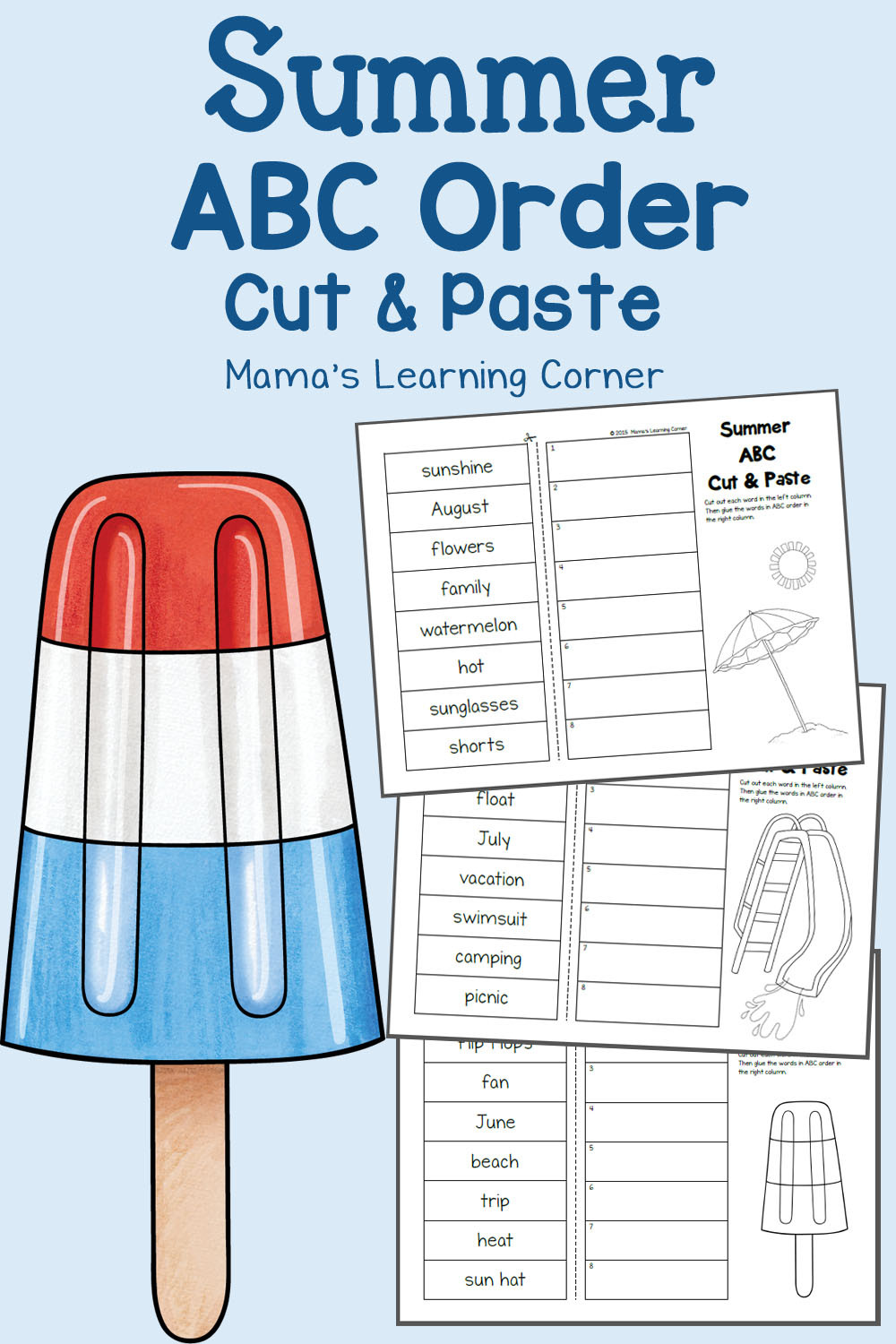 Printable Abc order Worksheets Summer Cut and Paste Abc order Worksheets Mamas Learning