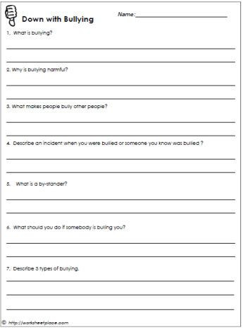Printable Bullying Worksheets Bullying Worksheet