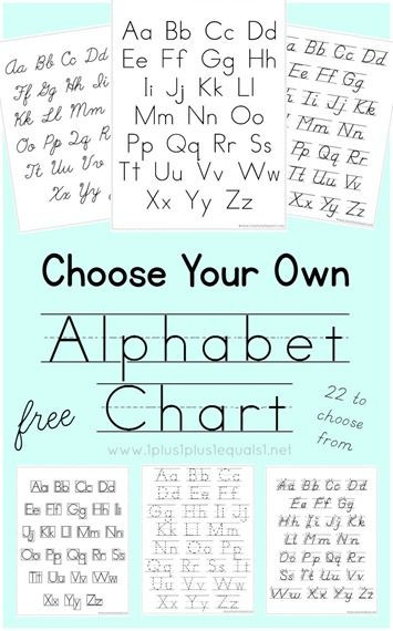 Printable Cursive Alphabet Chart Choose Your Own Alphabet Chart Printable