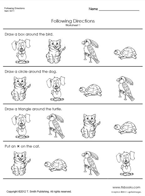Printable Following Directions Worksheets Following Directions Worksheet 1