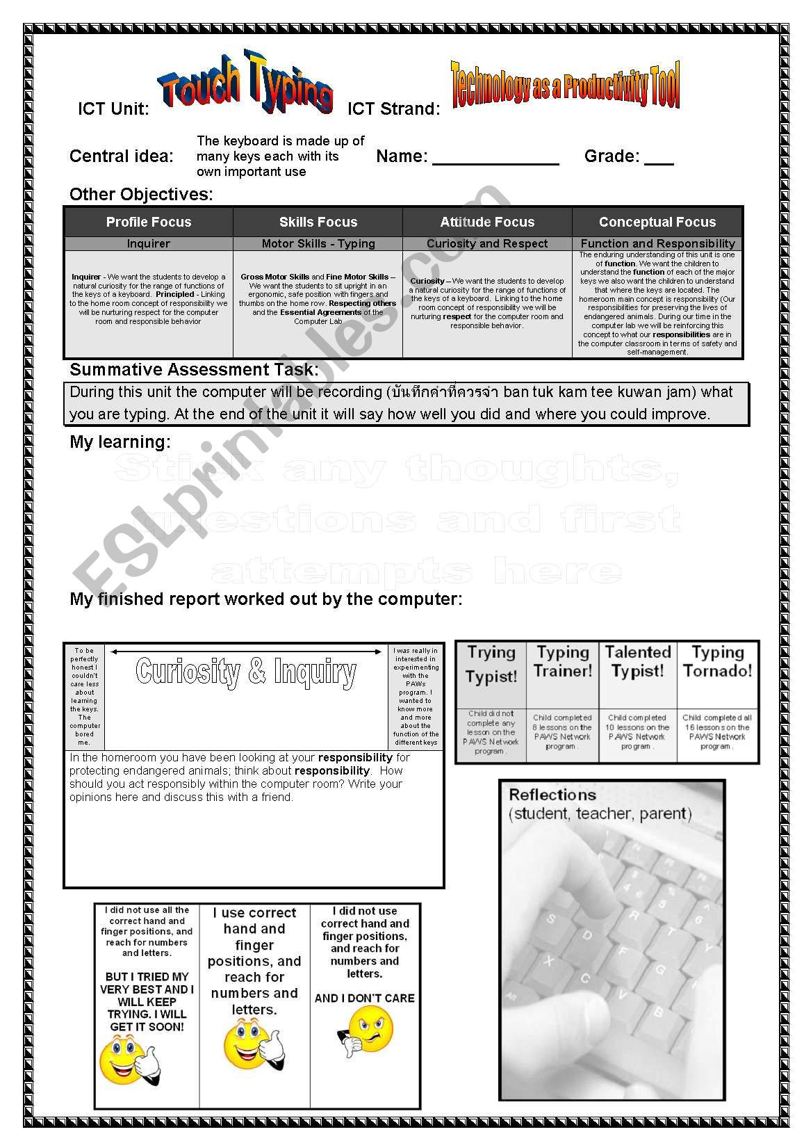 Printable Keyboarding Worksheets English Worksheets assessment Sheet for Keyboarding