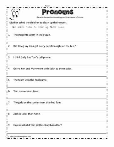 Printable Pronouns Worksheets Pronoun Worksheet Worksheets