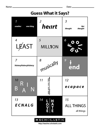 Printable Rebus Puzzles for Kids Guess What It Says Worksheets &amp; Printables