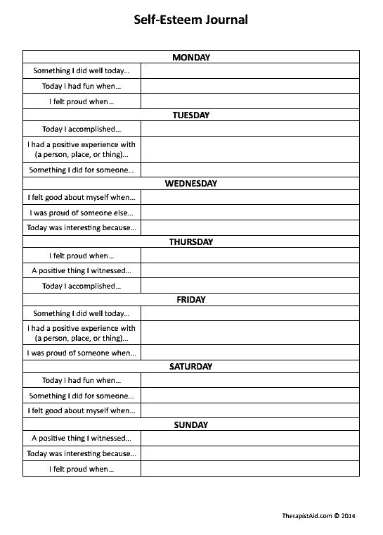 Printable Self Esteem Worksheets 28 [ Free Self Esteem Worksheets ]