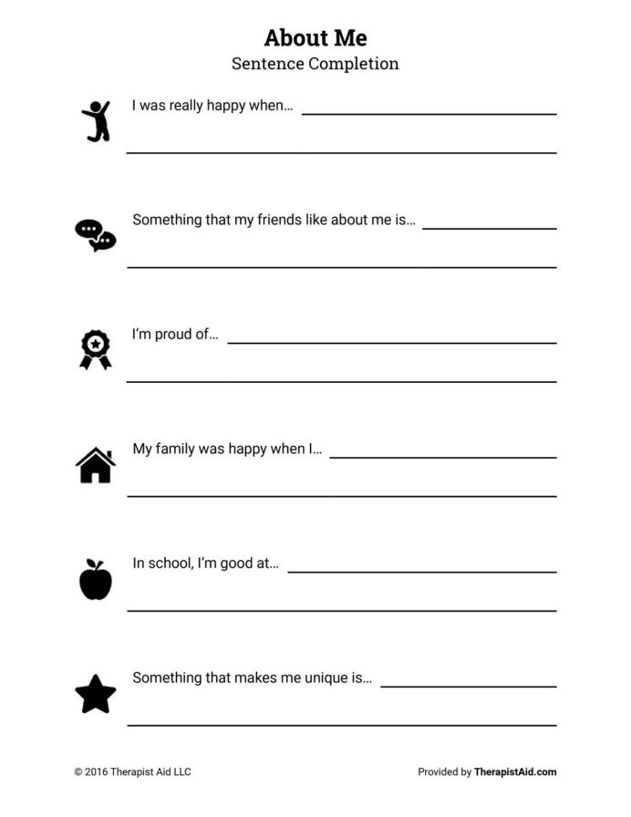 Printable Self Esteem Worksheets About Sentence Pletion Self Esteem Activities Free