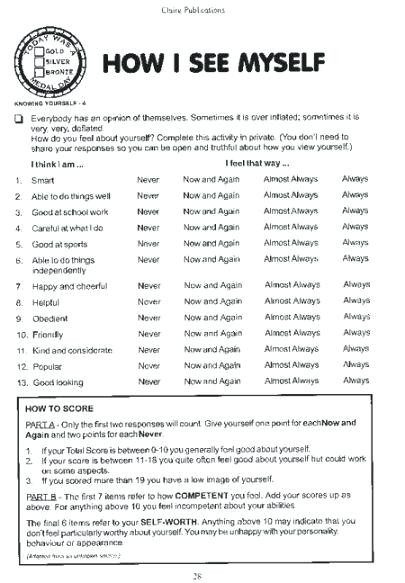 Printable Self Esteem Worksheets Improving Self Esteem Worksheets – Keepyourheadup